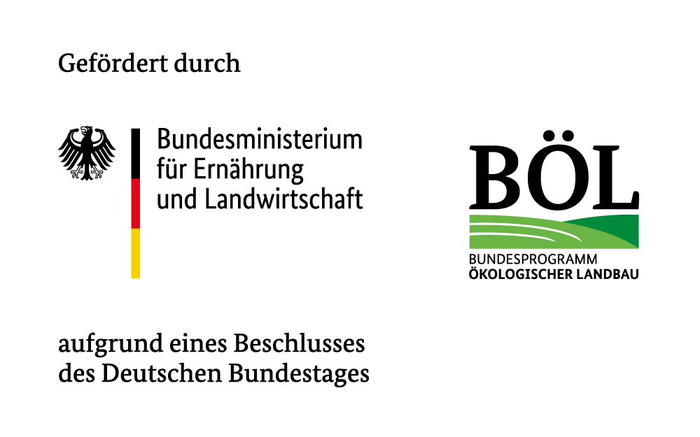 Logos des Bundesministeriums für Ernährung und Landwirtscahft sowie des Bundesprogramms ökologischer Landbau.